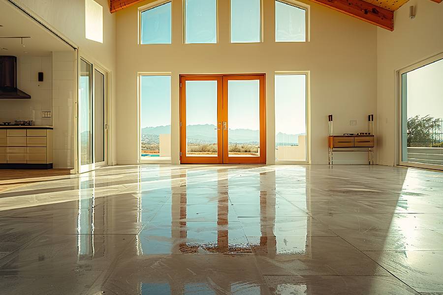 Bright interior with seamless epoxy floor
