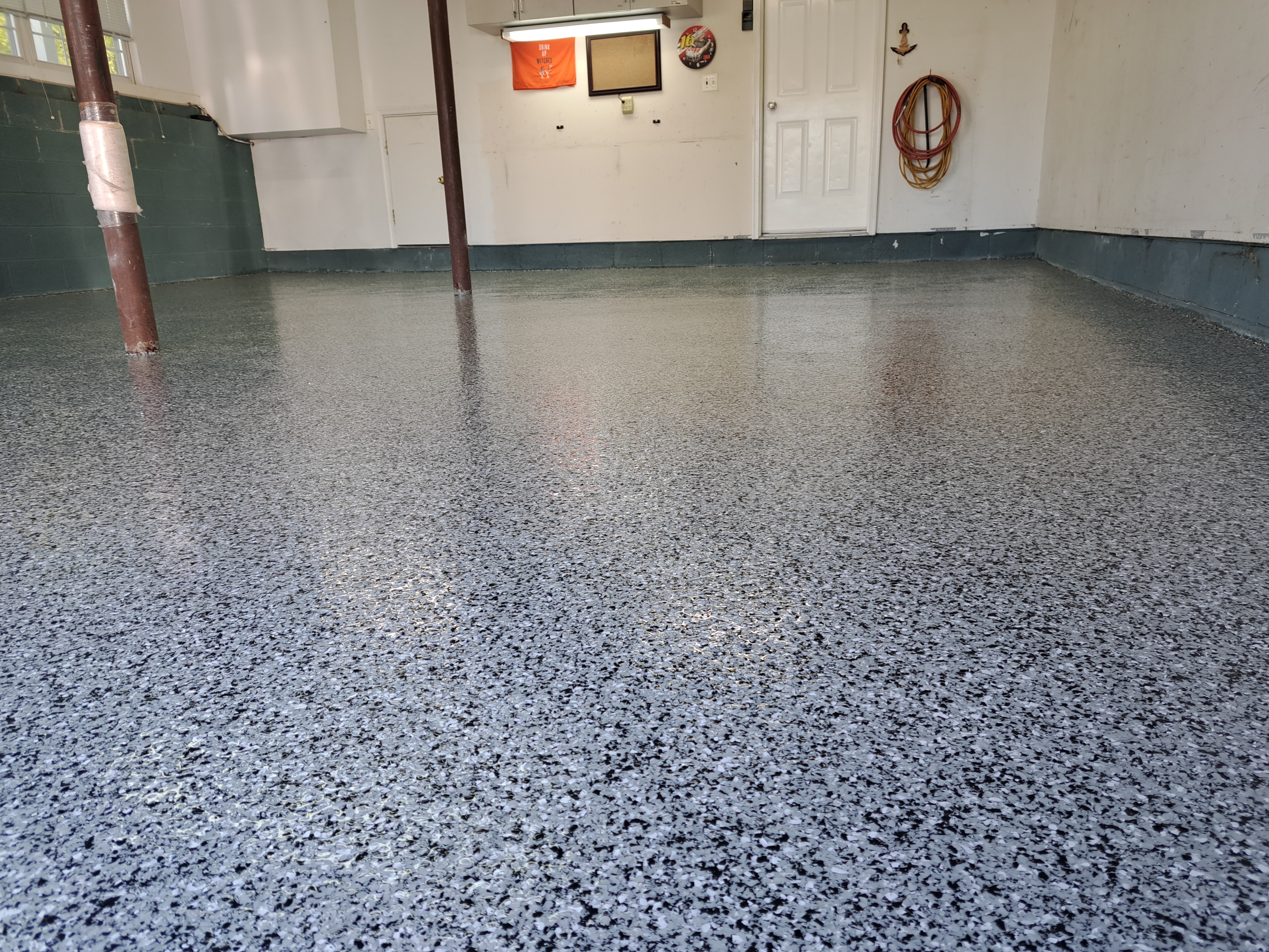 Glossy floor overhead lights