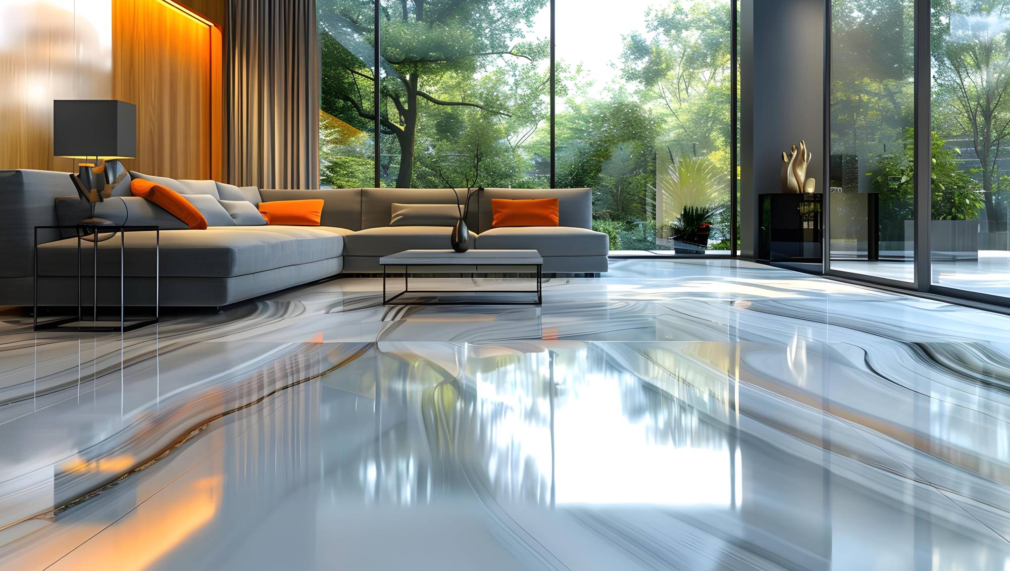 Premium modern interior with polished epoxy floor